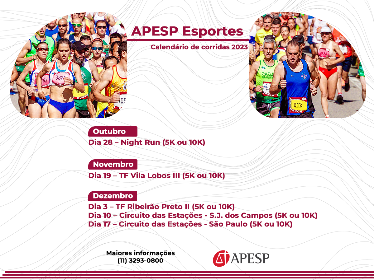 Equipe APESP Esportes: anote na agenda as corridas do último trimestre de  2023 – APESP